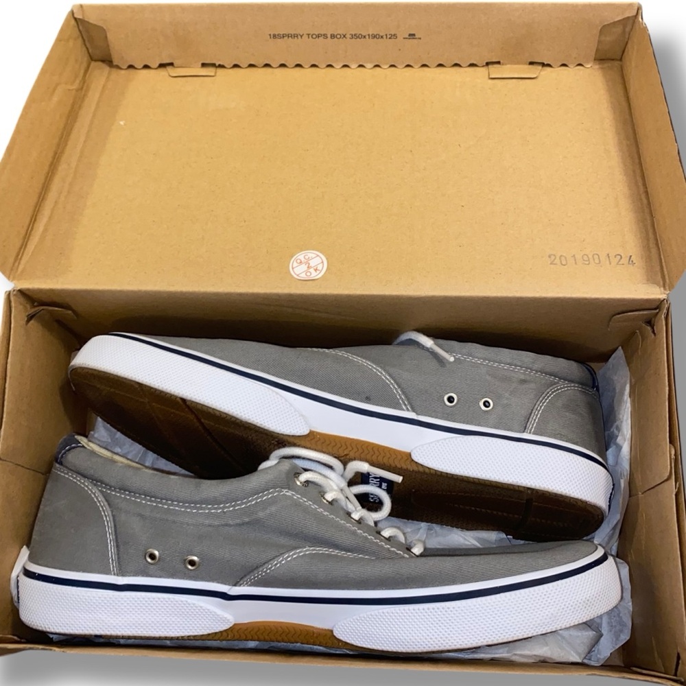 Sperry Halyard LL SW Ash Grey Men’s Size 12 Canvas Dock Boat Shoes 1772706